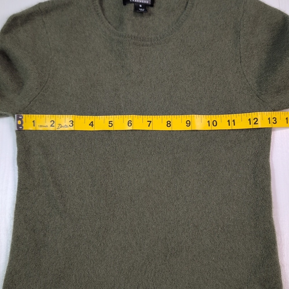 Morgan Taylor Cashmere Sweater Womens Medium Olive Green Crewneck Long Sleeve - Picture 5 of 11